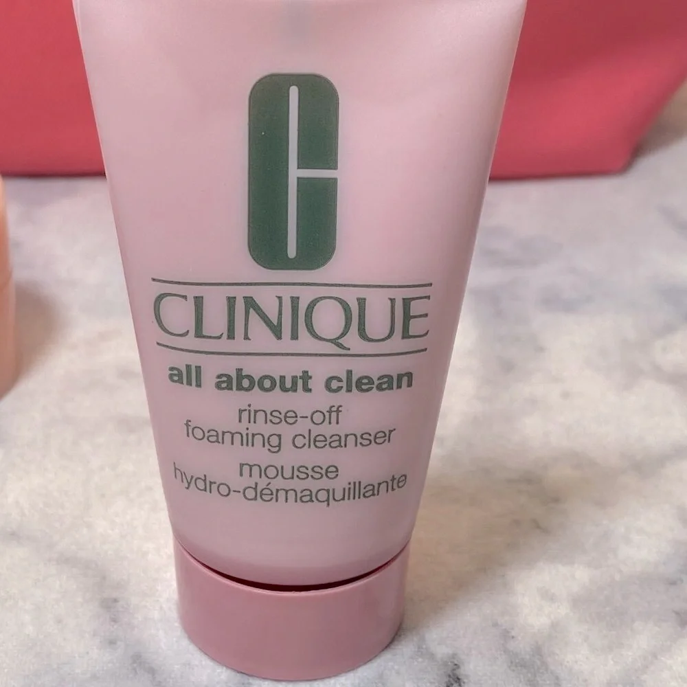 Clinique x Kate Spade Beauty Set-Pink Pouch,Mascara,Cleanser,Moisturizer-7pc-NEW
